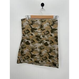 Vintage No Boundaries Tube Top Women XL Camo Built in Bra Y2K 90s Grunge